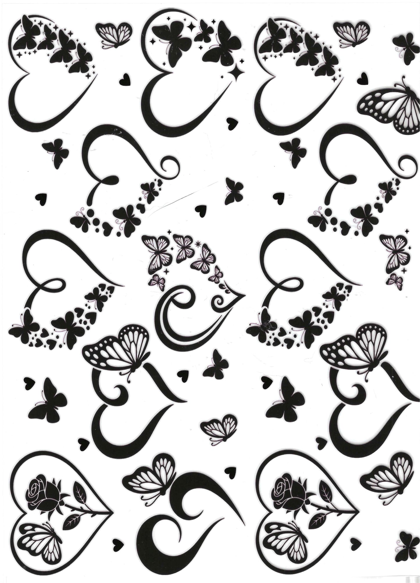 Black Heart Outline w/ Butterflies Element