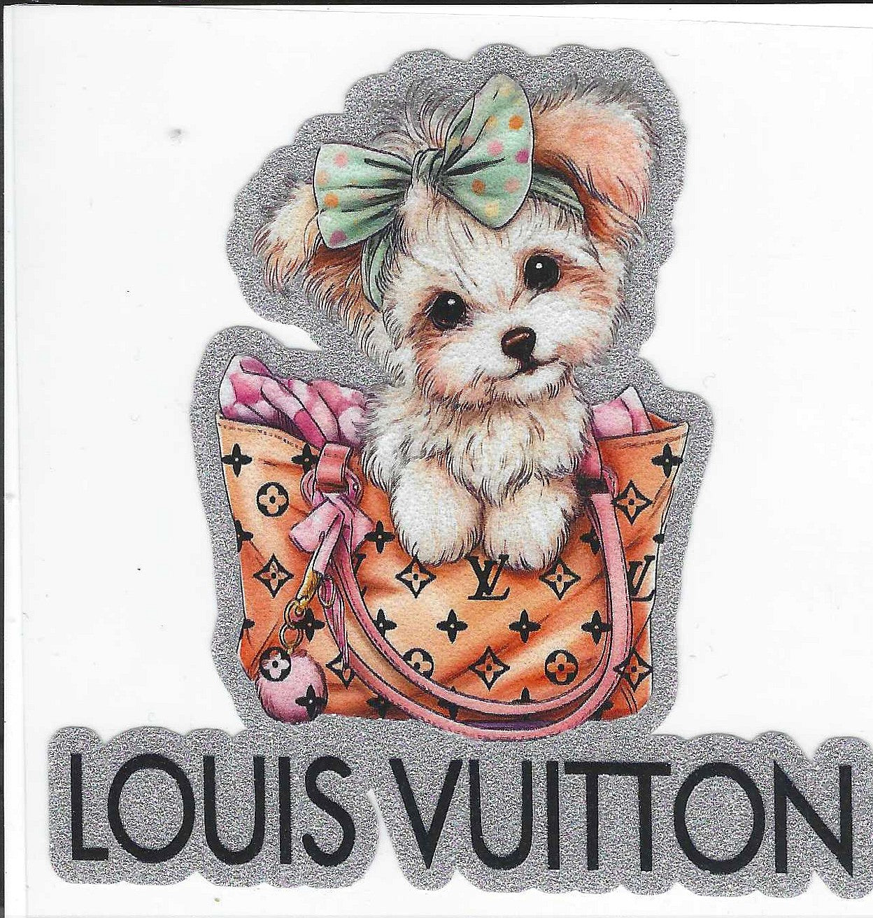 L-V Dog Glitter Decal