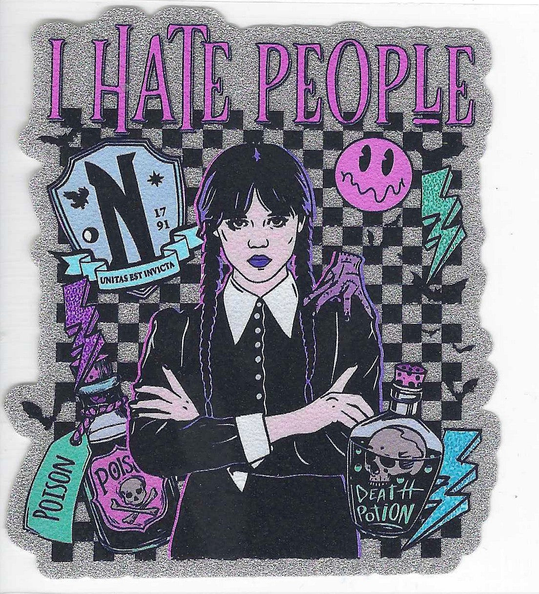 I Hate People Wednesday Glitter Decal