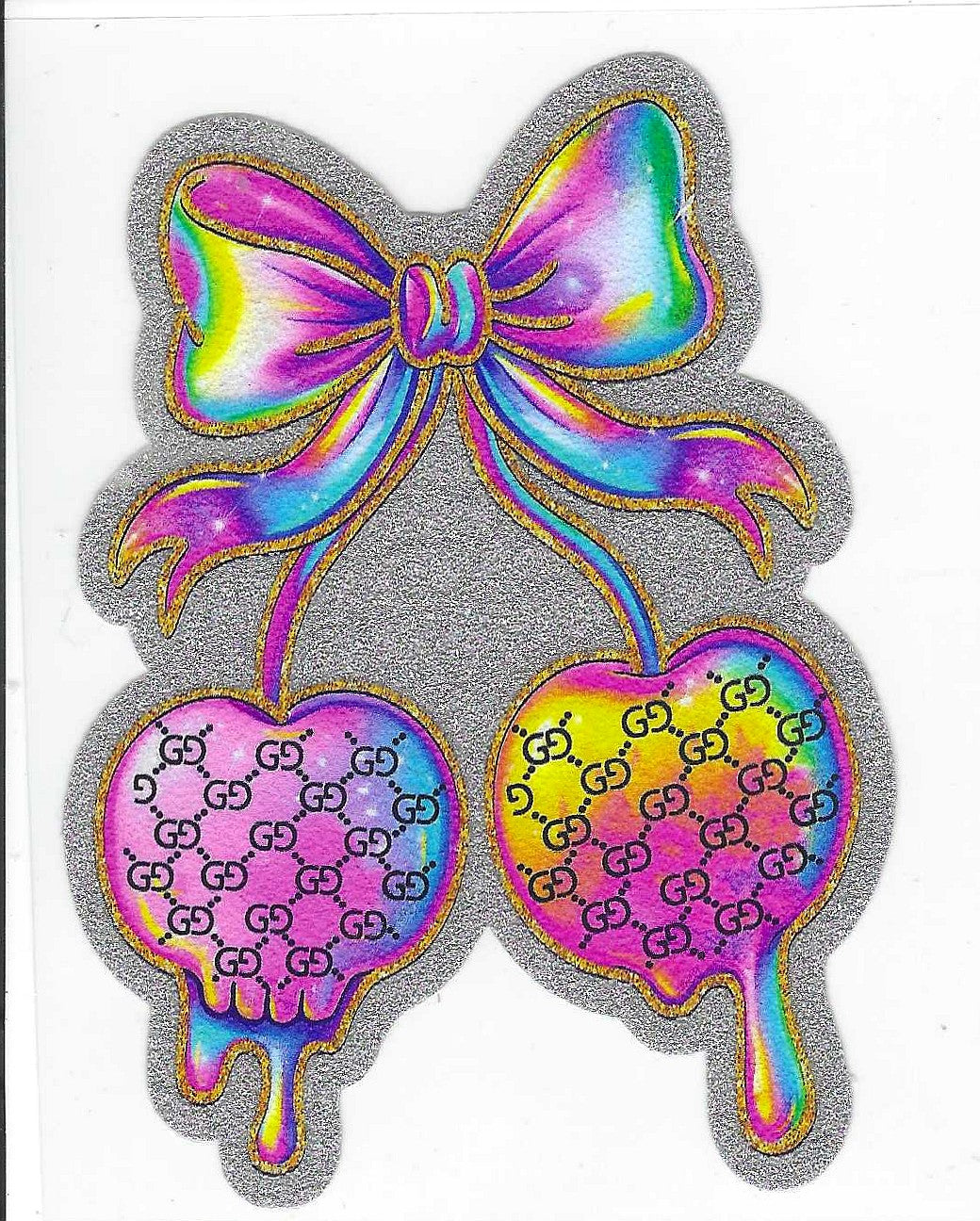 G Rainbow Cherrie & Bow Glitter Decal