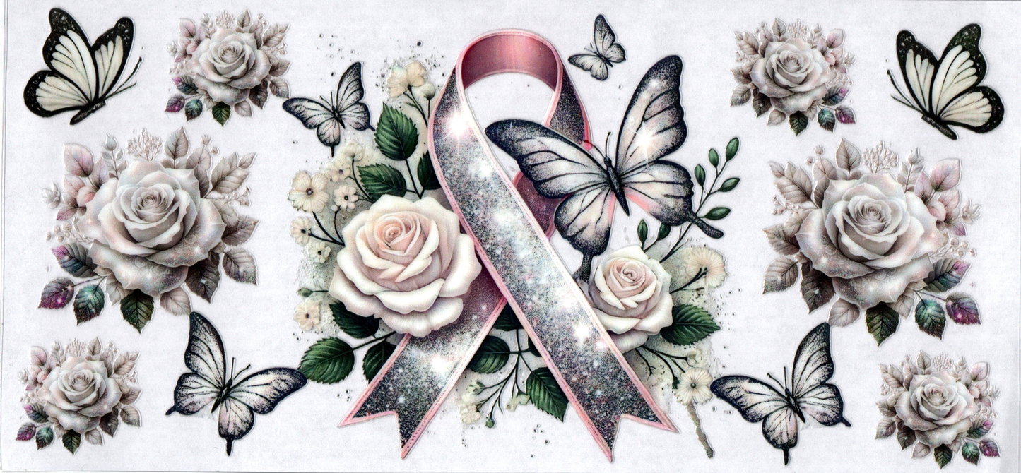 16 oz silver ribbon w/ flowers 21