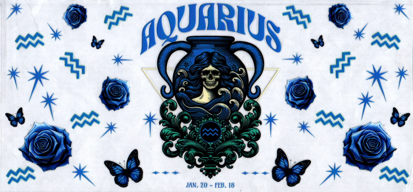 16oz Zodiac Skull Aquarius 21