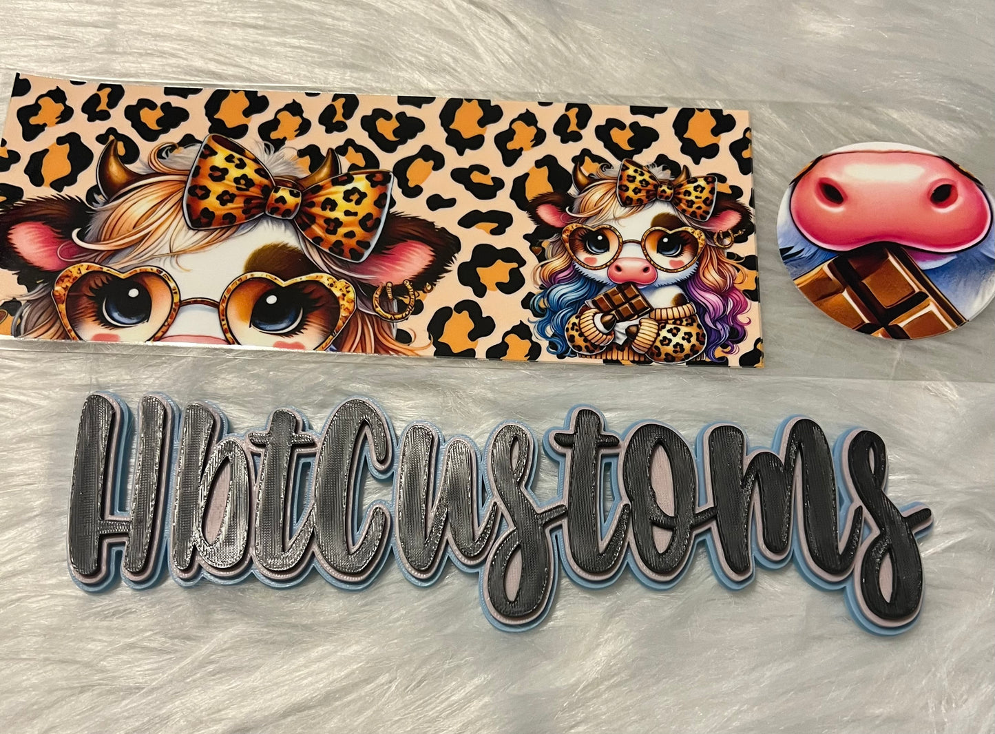 Leopard Cow 11oz coffee cup wrap w/bottom