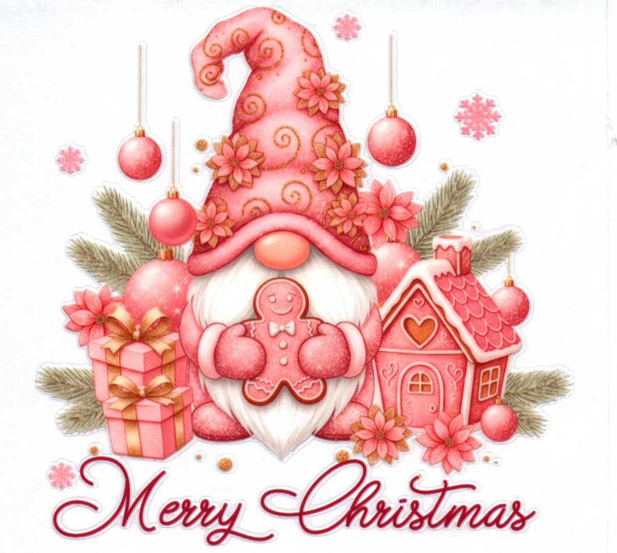 Pink Gnome Merry Christmas Single Decal