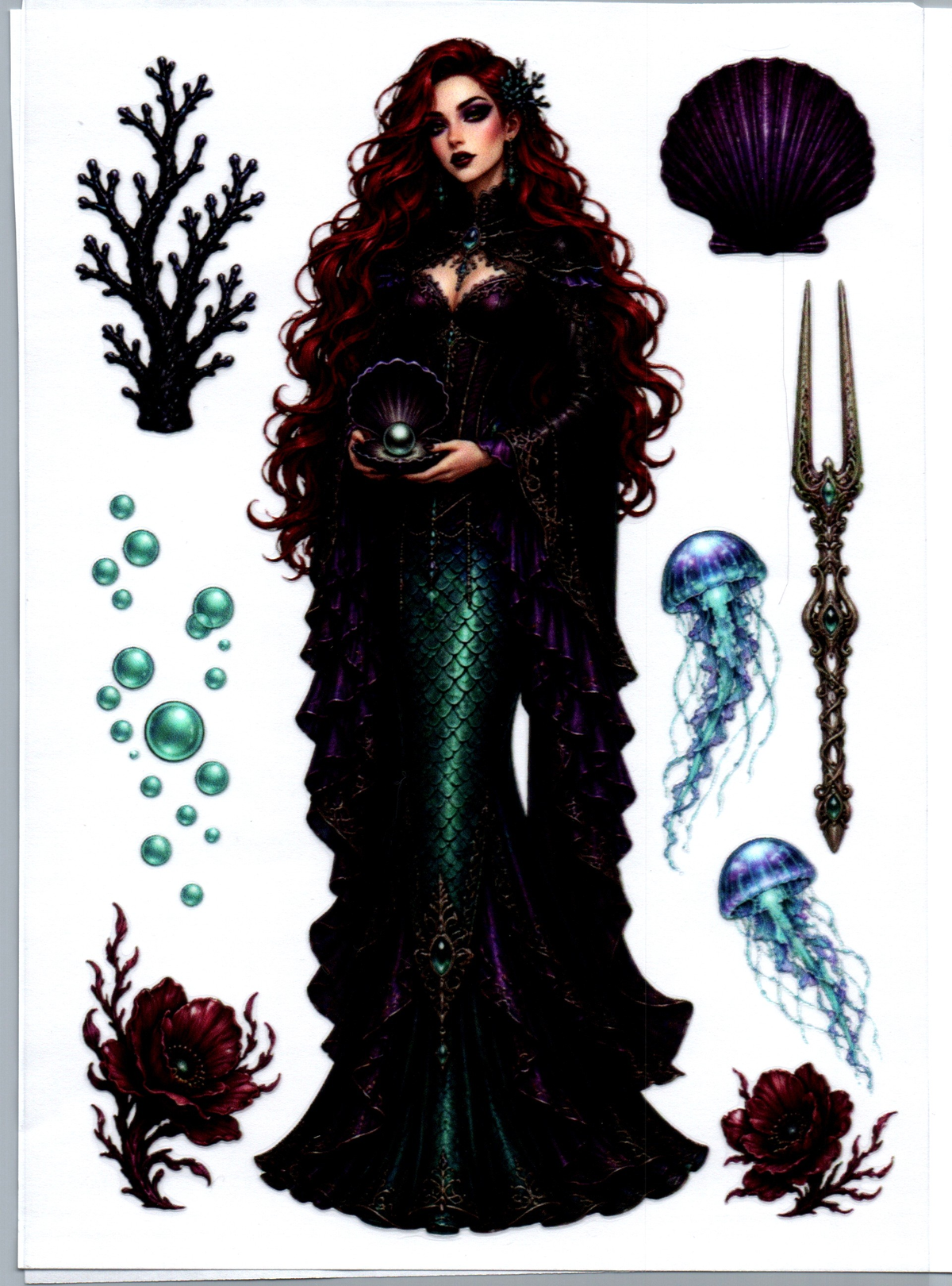 Dark standing mermaid A5