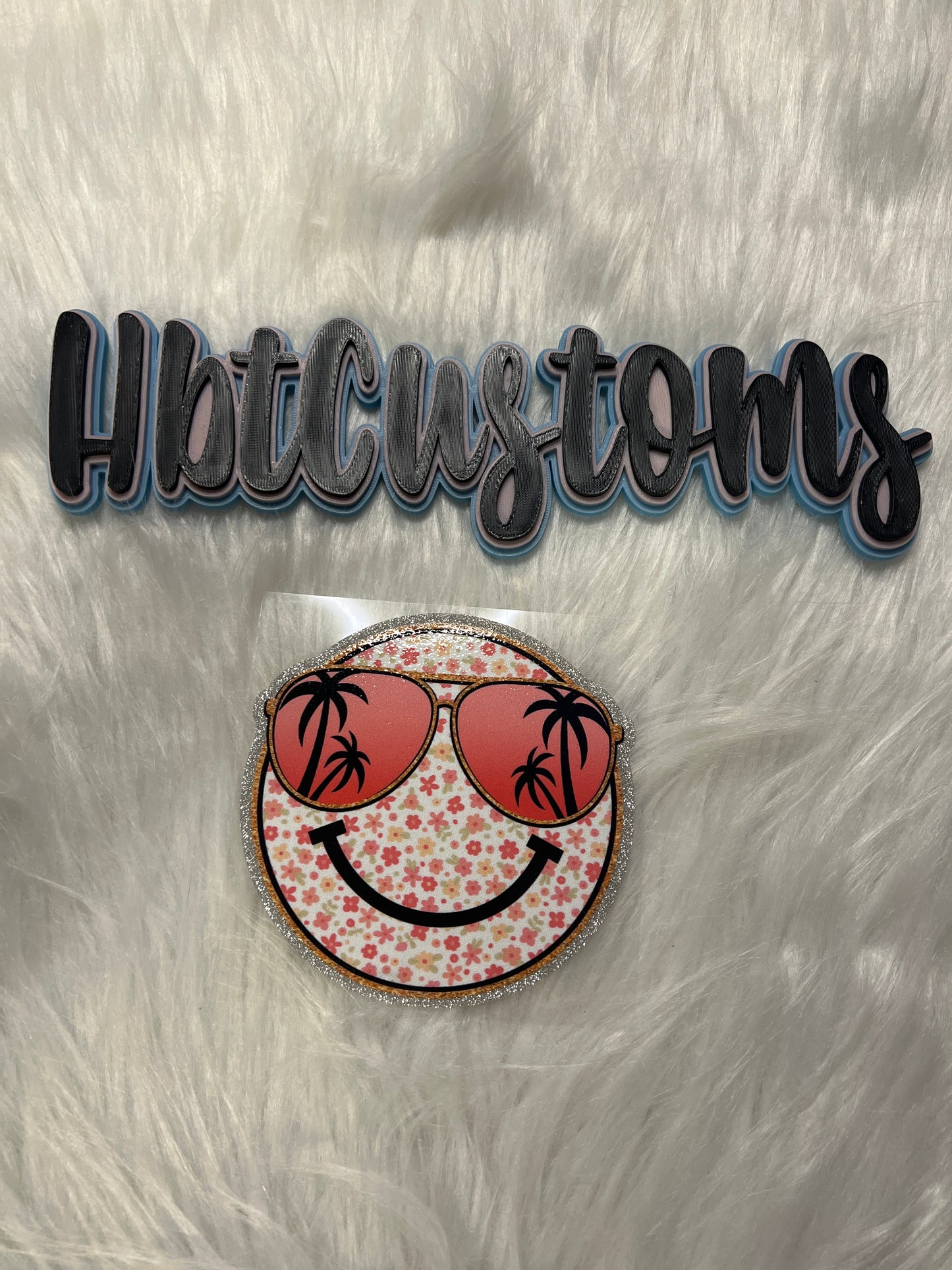 Flower Smiley Glitter Decal
