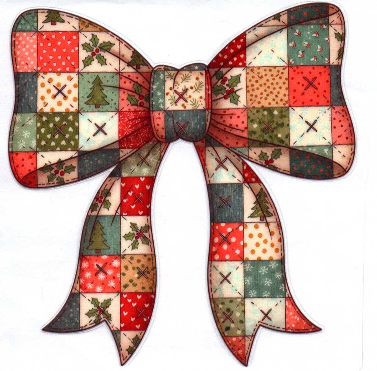 Patchwork Bow Christmas Single Decal