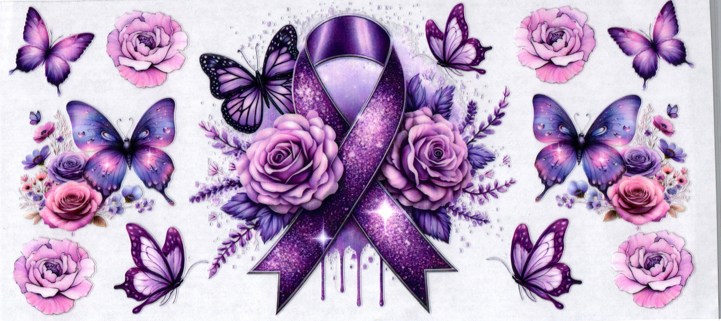 16 oz purple ribbon w/ flowers 24