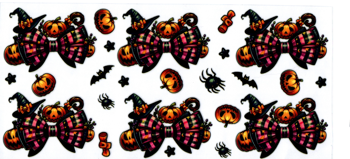 16oz black pink checkered bows pumpkins halloween 24
