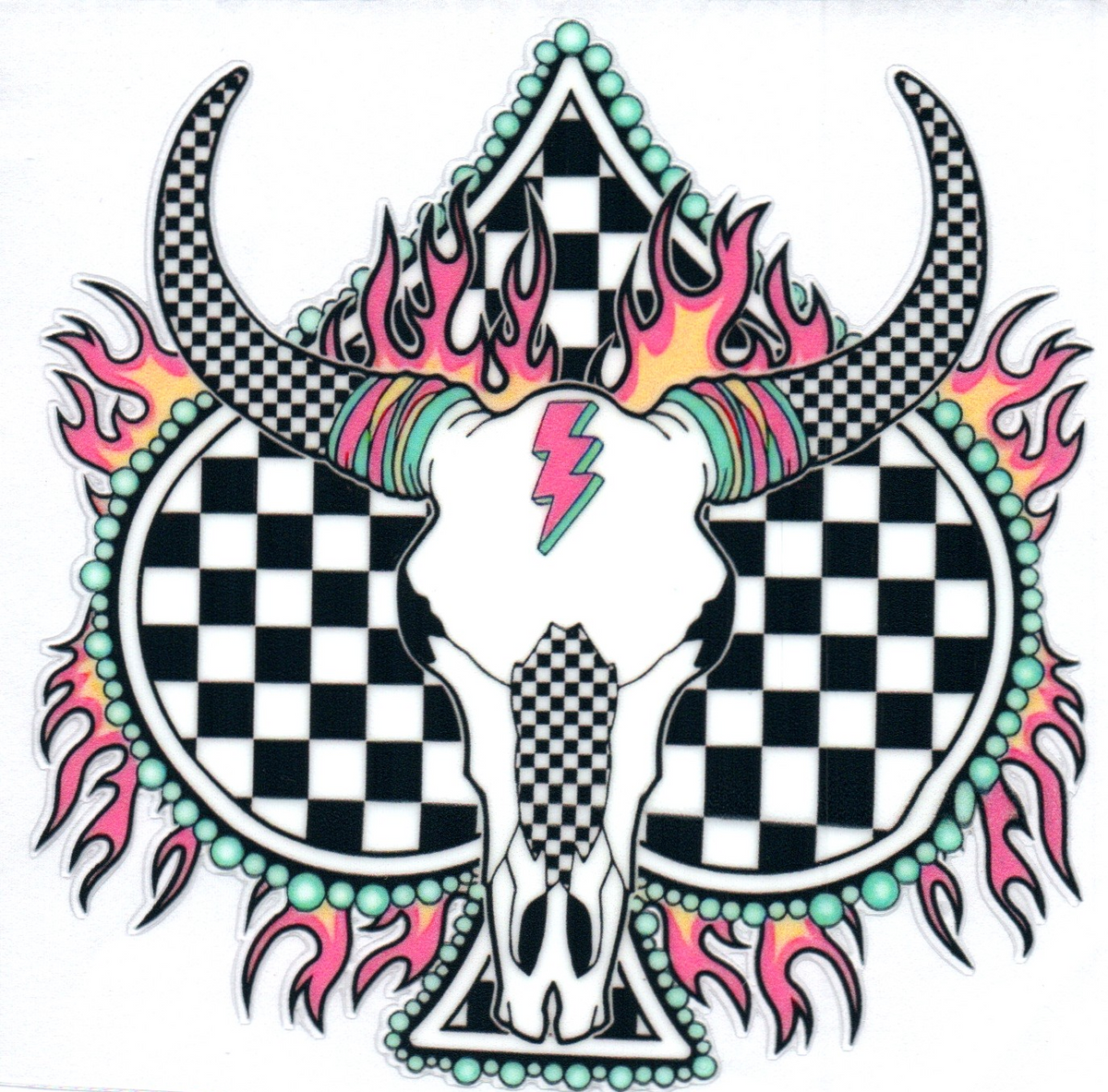 Cow Skull and Spade Single Decal 24