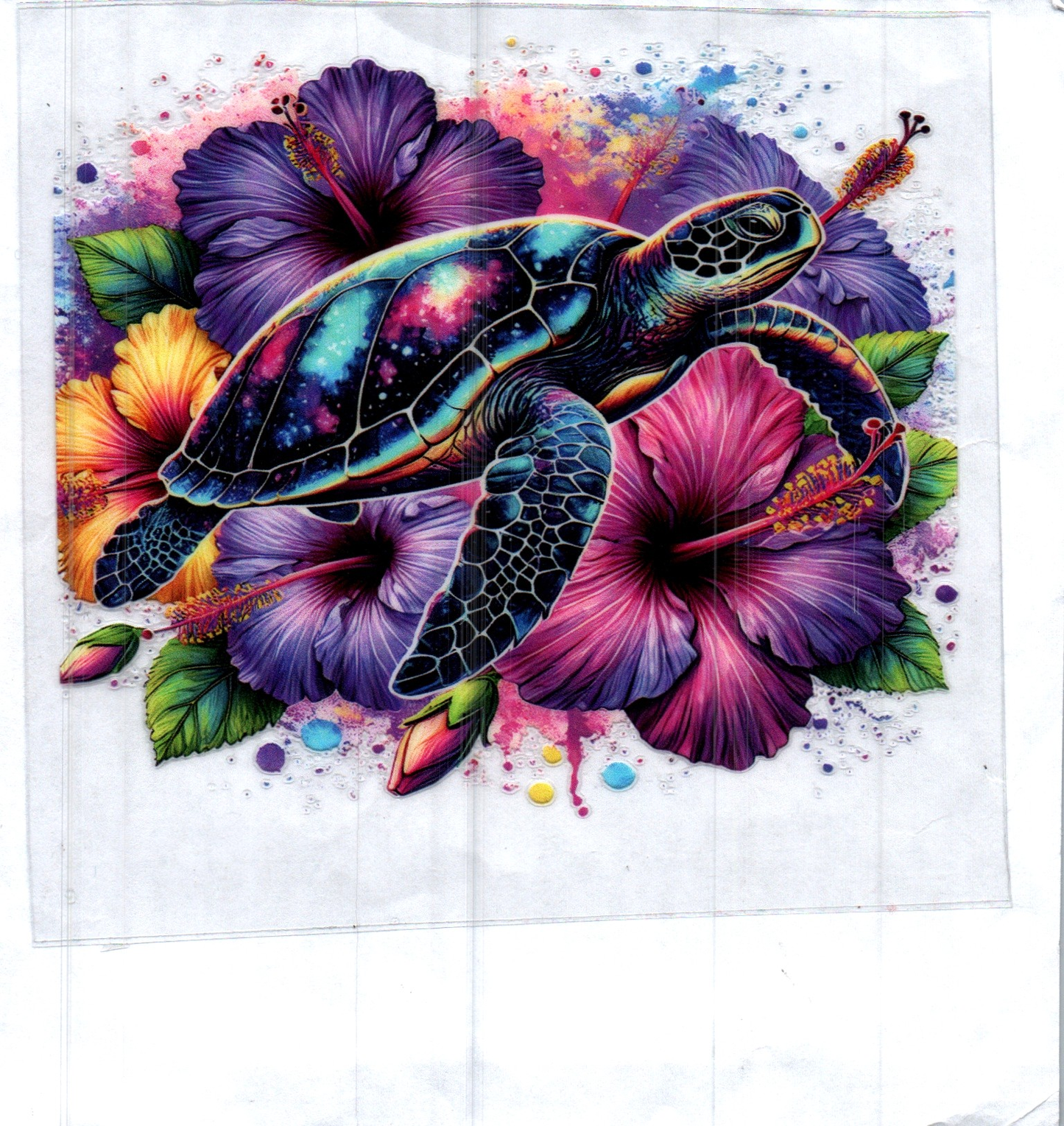 Sea Turtle on Flowers Decal
