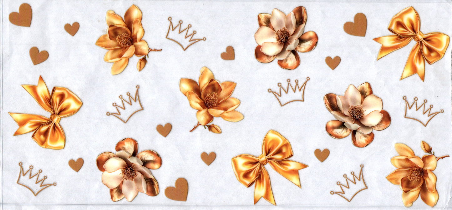 16oz Gold Bows And Flowers 25