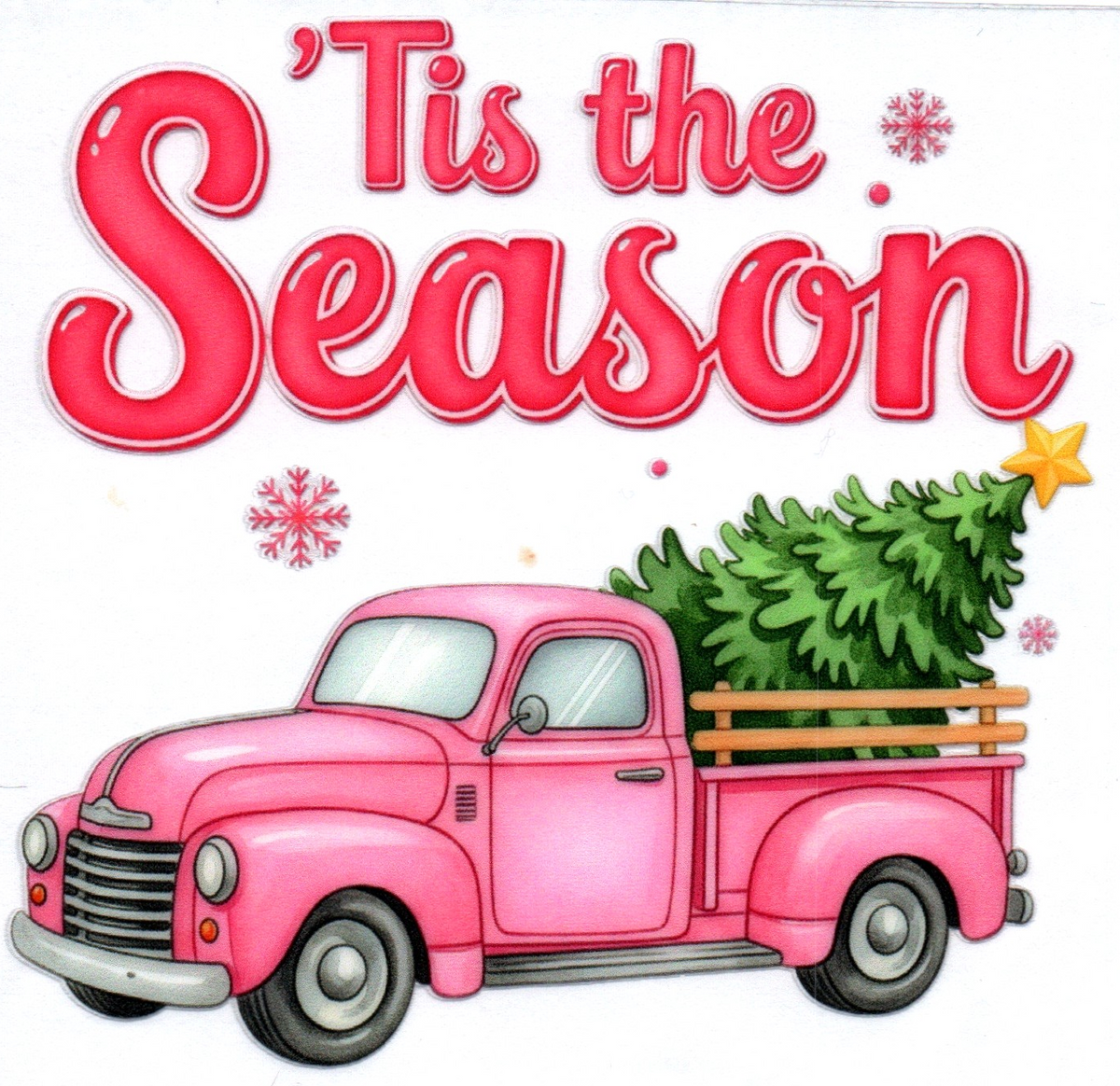 'Tis the Season pink vintage truck Christmas Single Decal