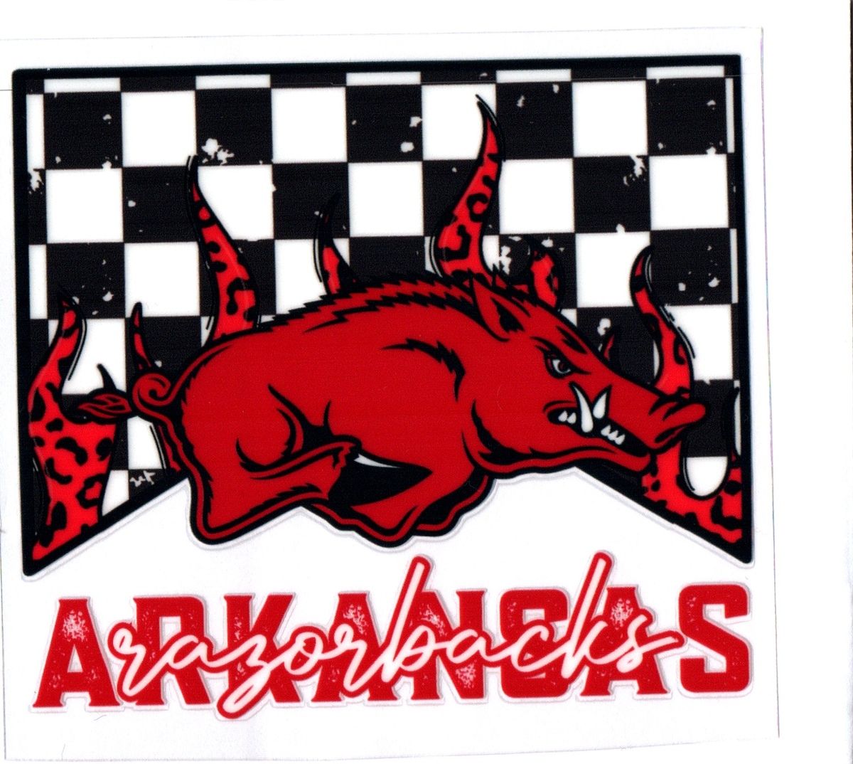 AR fazorbacks checkered Single Decal football 2
