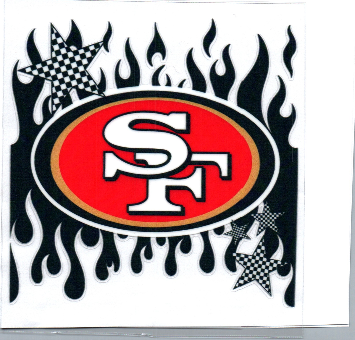 S F dripping flames Single Decal football 26