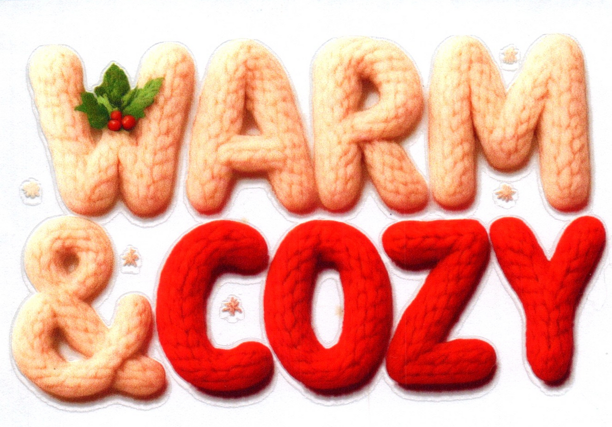 Warm & Cozy knitted words Christmas Single Decal