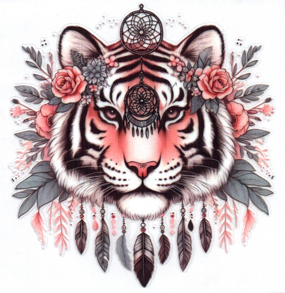 Tiger w/feathers Single Decal 26