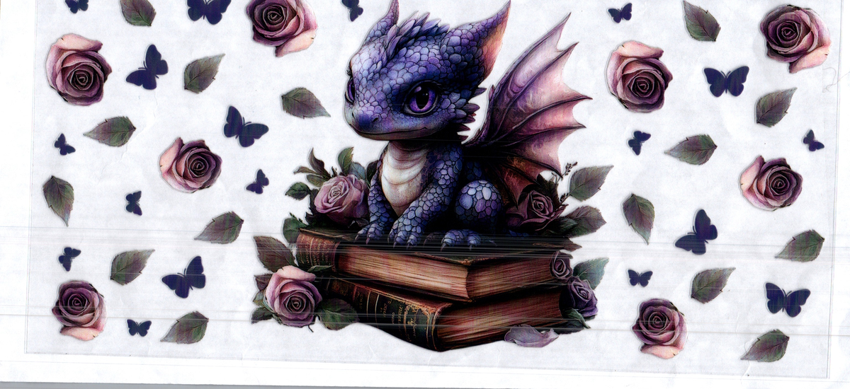 16 oz purple blue dragon on books misc 268