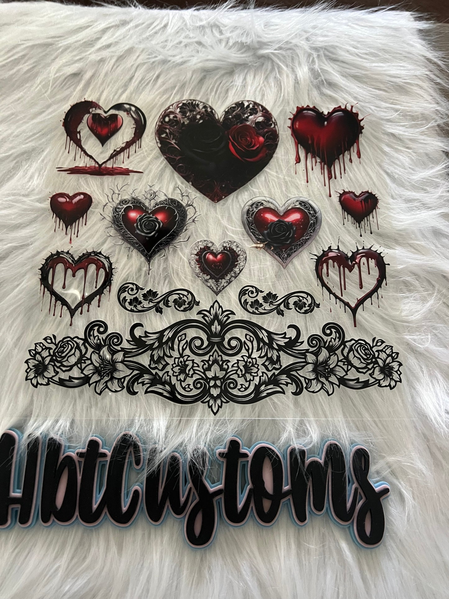 Drippin Hearts Red & Black Element 10 x 10