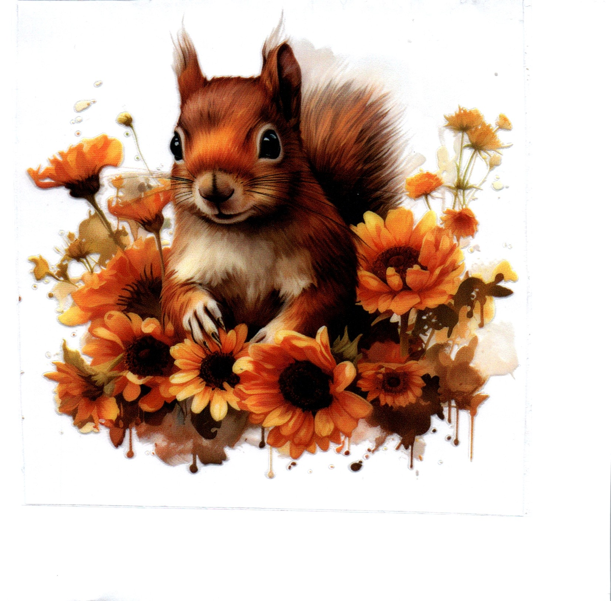 Squirrel w/flowers Single Decal 27