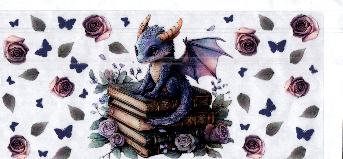 16 oz blue dragon on books blue butterflies misc 275