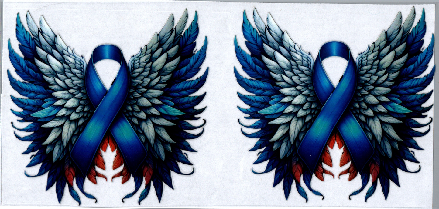16 oz Blue/Red/Gray Angel wings Blue Ribbon