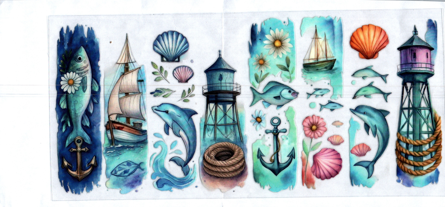 16 oz Dolphins & Sea Stuff Brush Strokes Summer 28