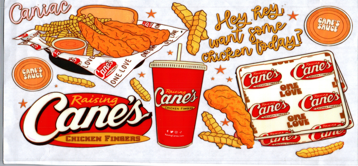 16oz raising cane's hey, hey, want some chicken today 284