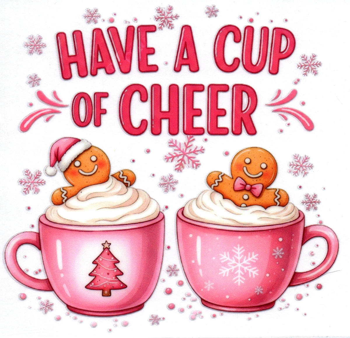 Gingerbread men in mugs Have a cup of cheer Christmas Single Decal