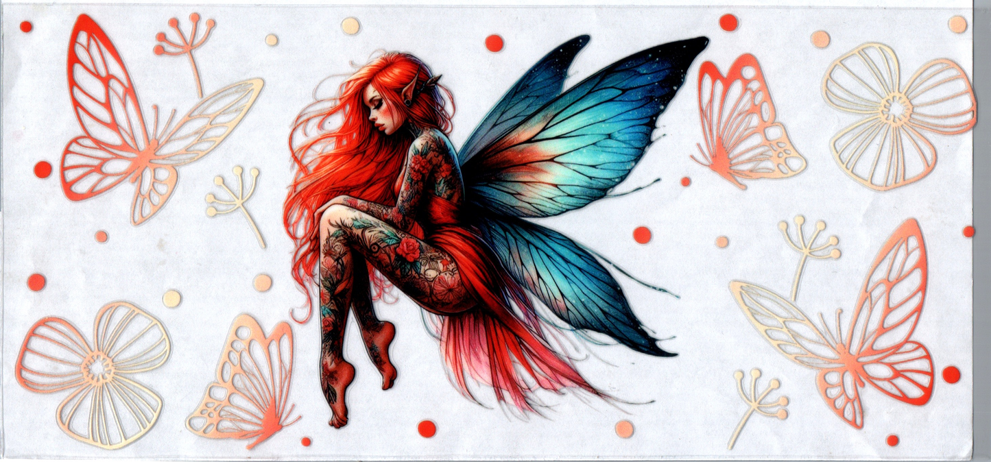 16 oz Red and Blue tattooed fairy