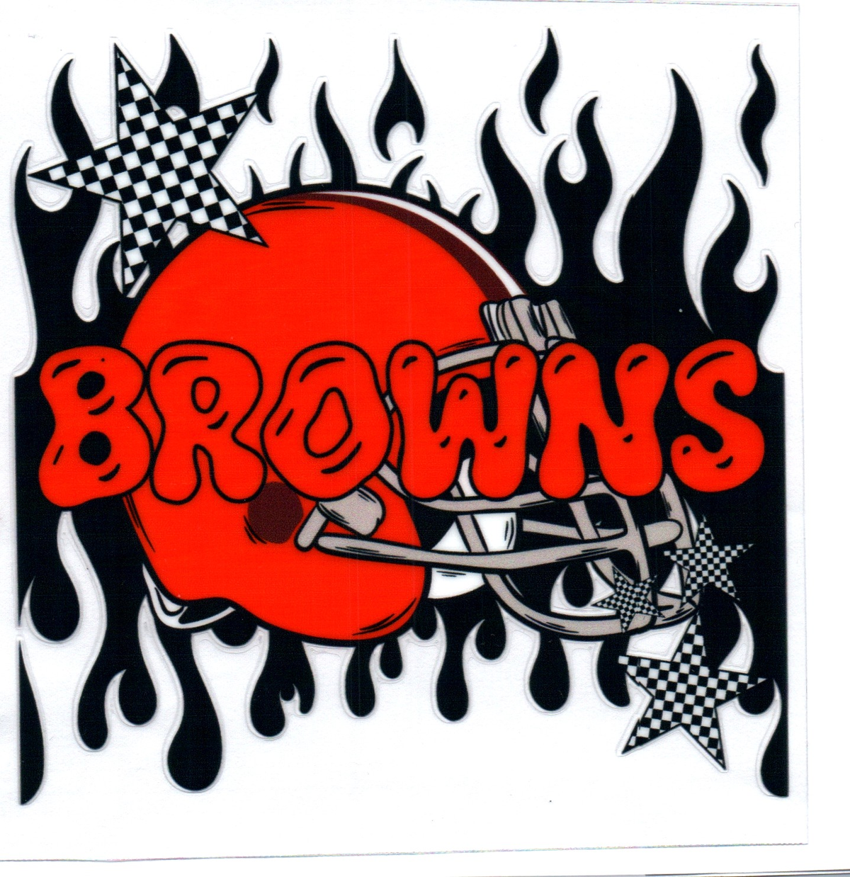 browns dripping flames Single Decal football 29