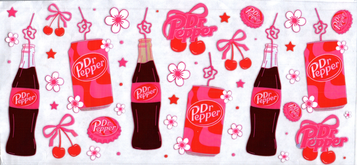 16oz dr pepper pink bows cherries flowers 306