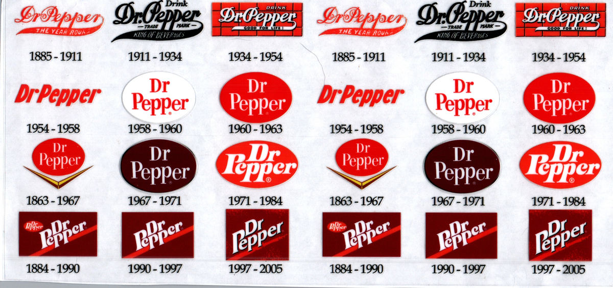 16oz dr pepper logos over the years 313