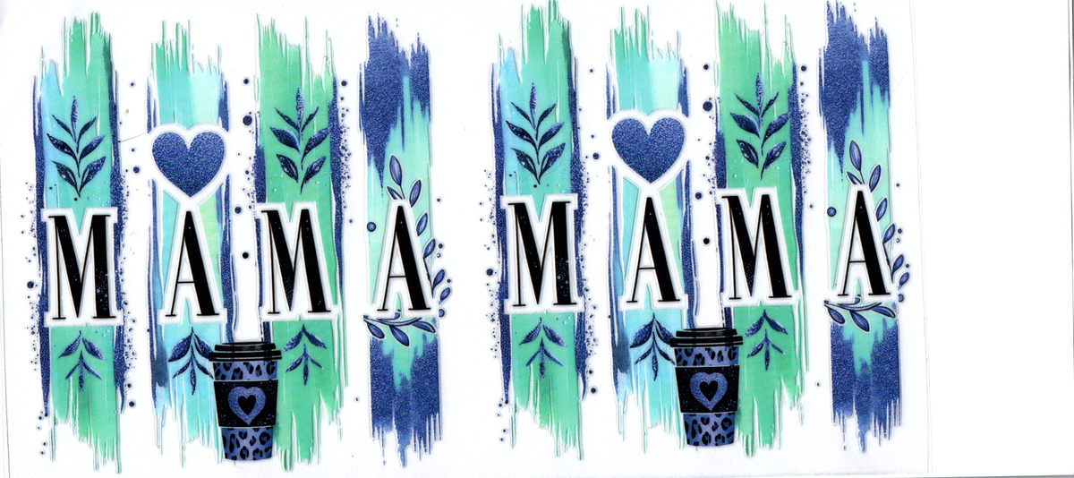 16oz Brush strokes Mama green/blue Family 34