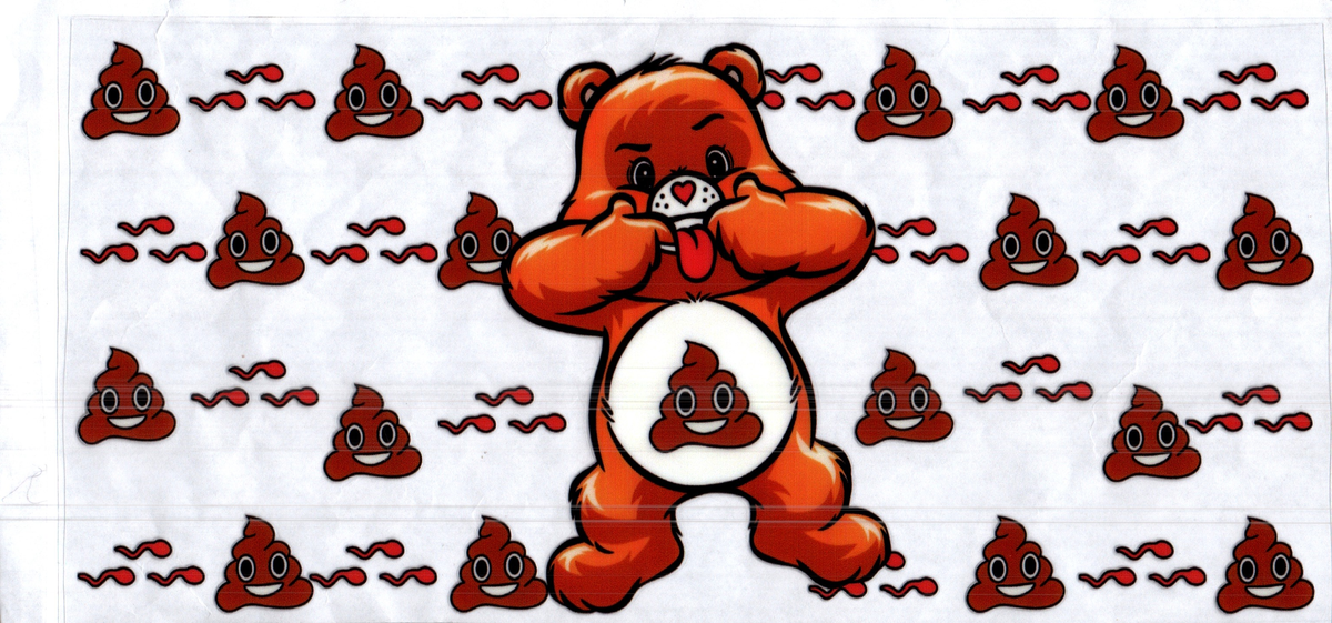 16 oz poop emoticon dk orange bear misc 347