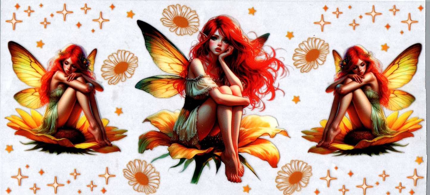 16 oz Fairy on Yellow flower