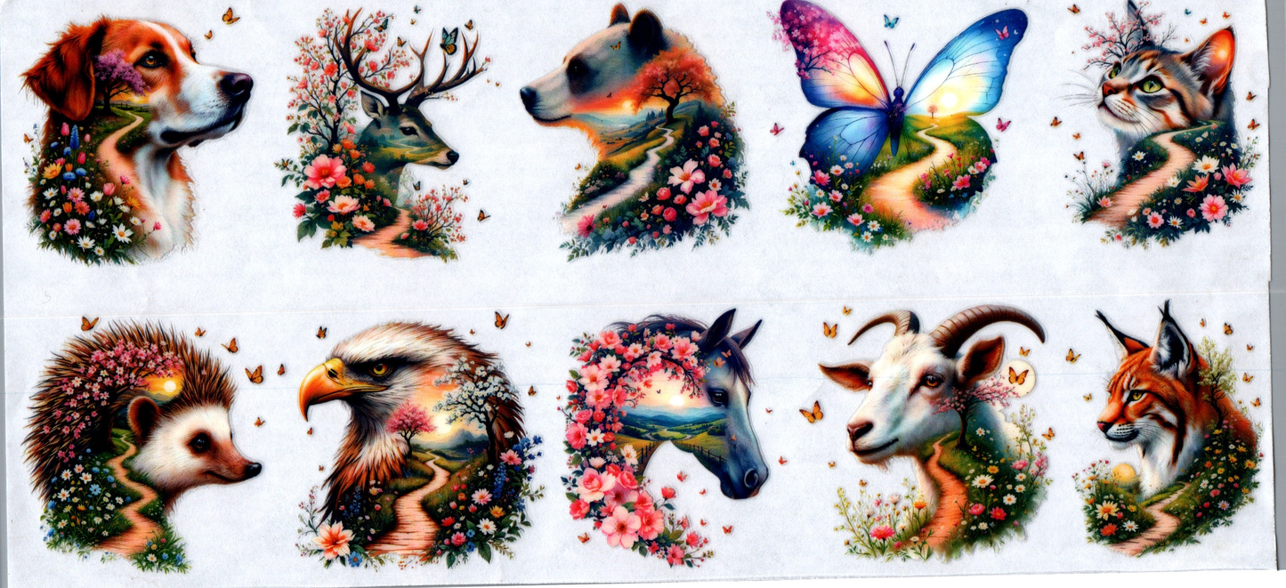 16 oz Double exposed animals
