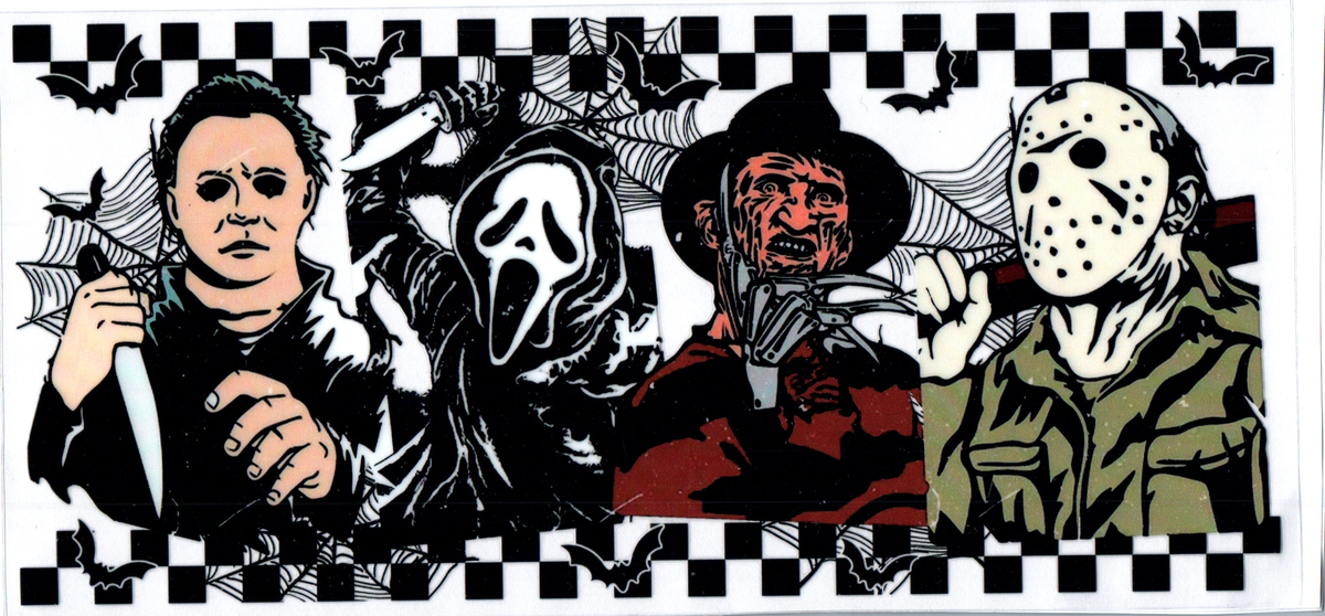 Black Checkered boarded with Mike, Scream, Freddy, Jason Horror 41