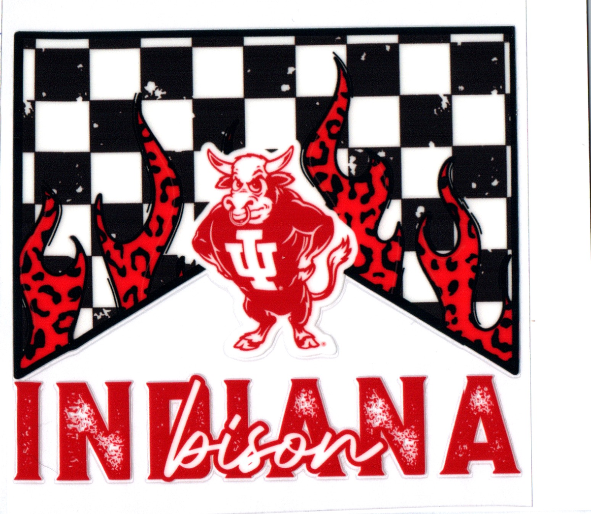 I U bison checkered Single Decal football 4