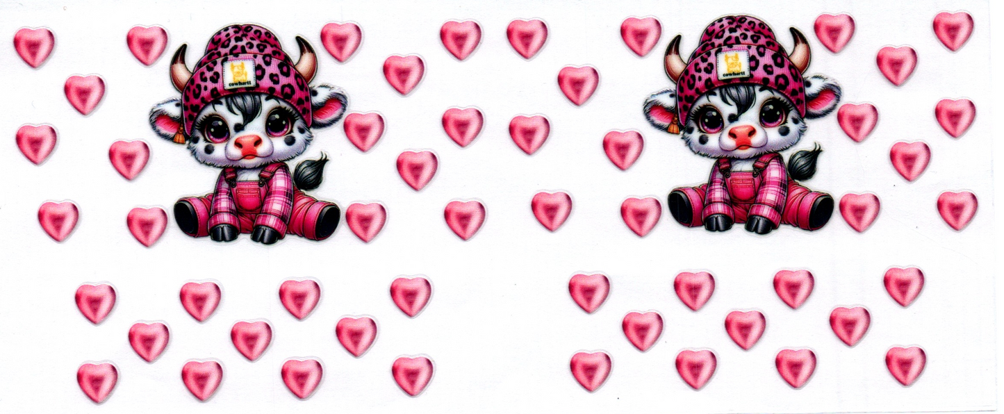 Cow w/pink hearts & hat 2 Key Chain Wrap Double 42