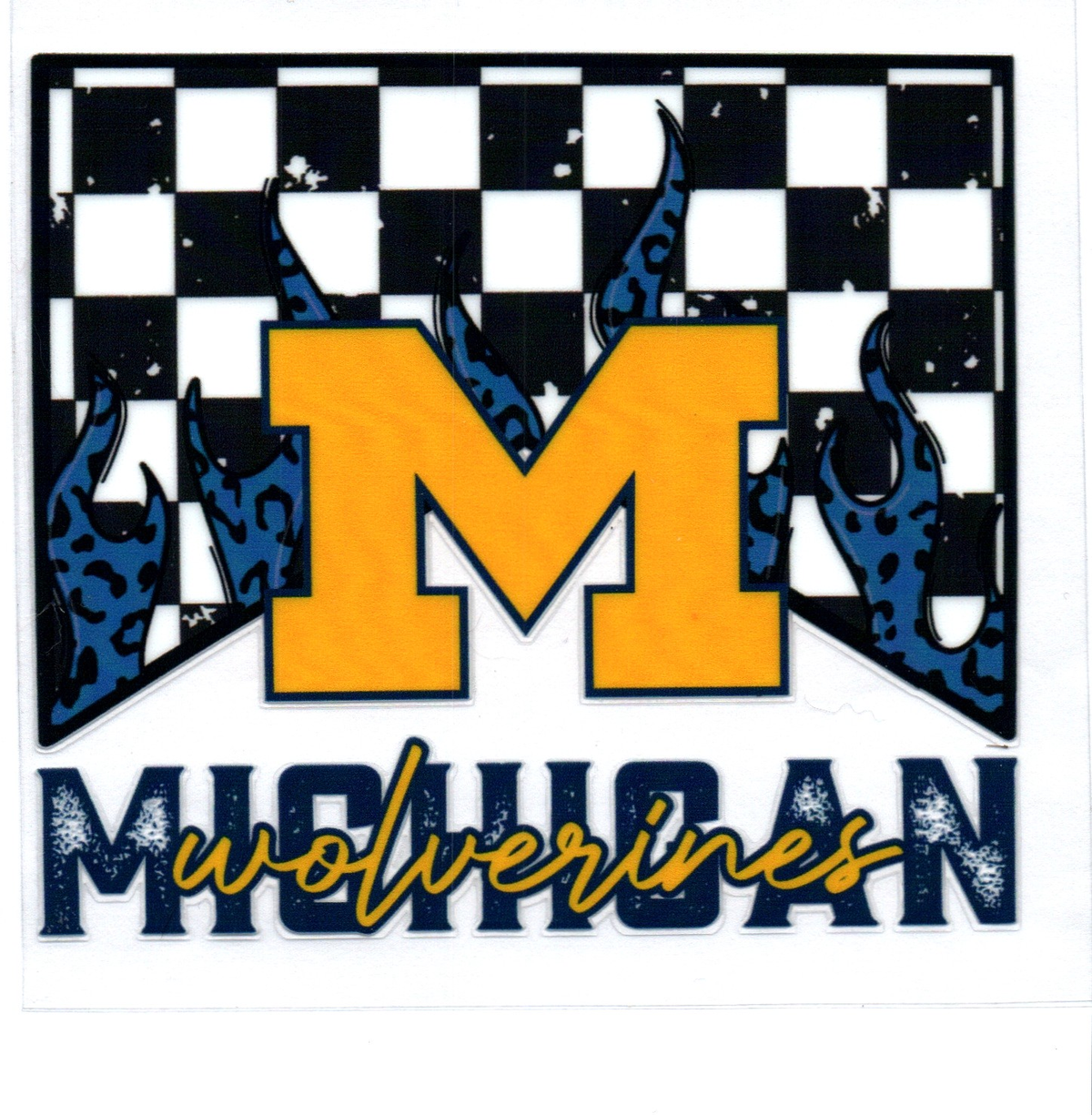 MI wolverines checkered Single Decal football 43