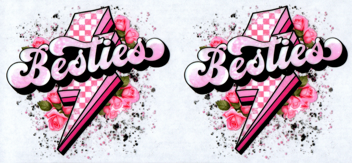 16 oz Besties pink checker bolt 4