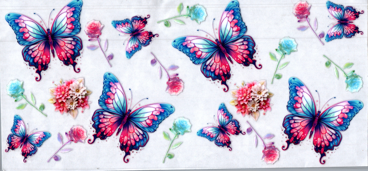 16oz Pretty blue and pink Butterflies 44