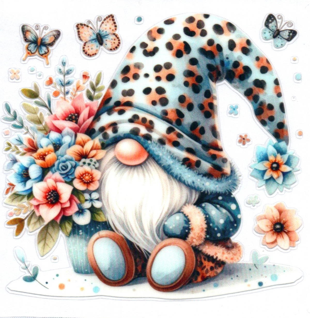 Gnome w/colored flower Misc. Single Decal 44