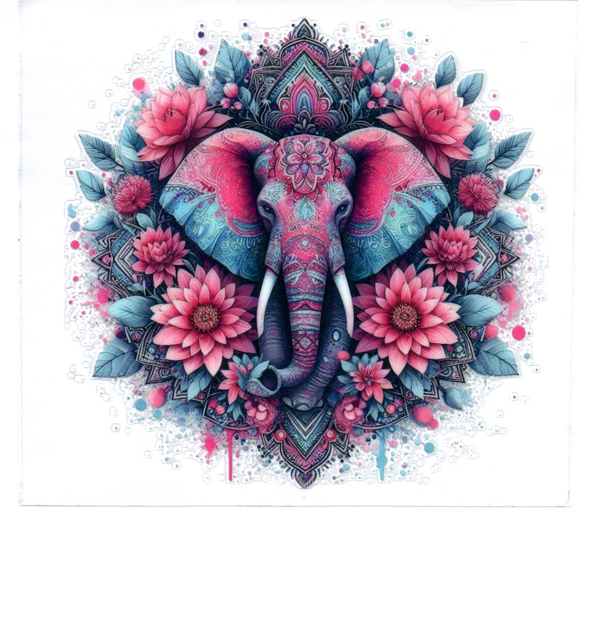 Pink/Blue Elephant Single Decal 44