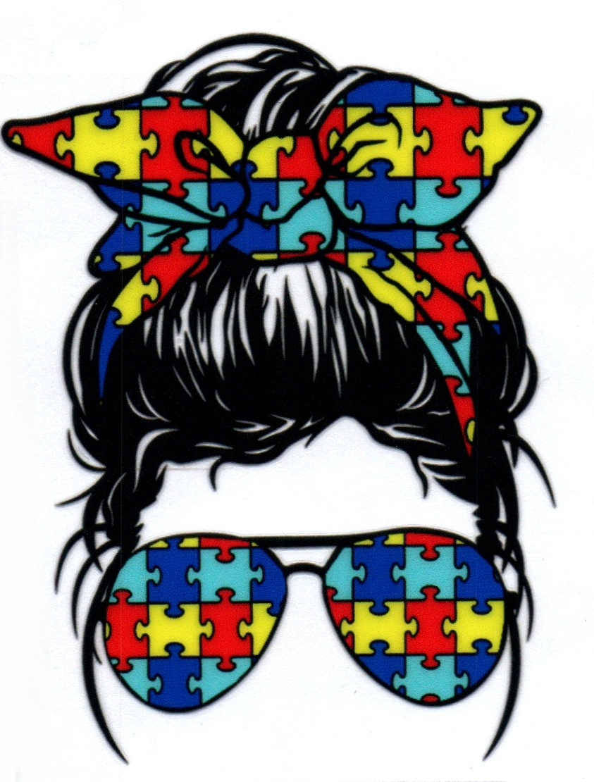 Autism messy bun Single Decal 4