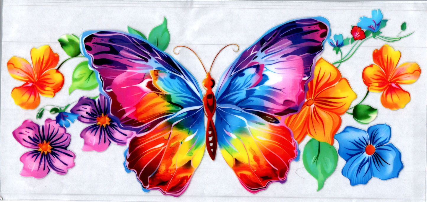 16oz Flowers & Rainbow Butterfly 45
