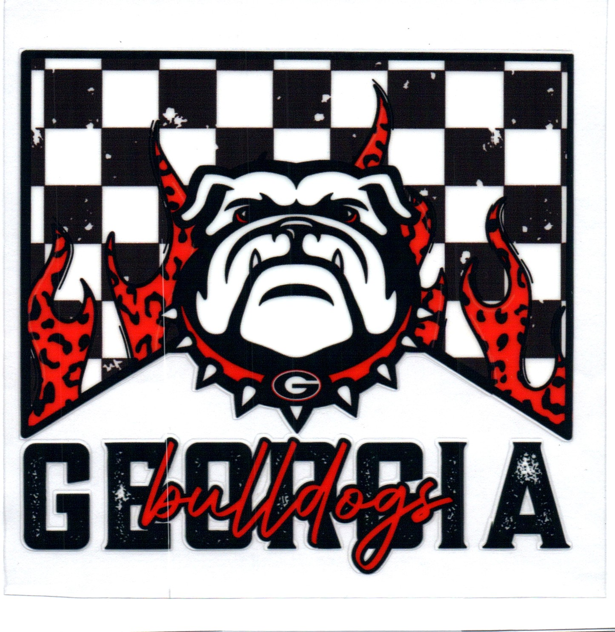 GA bulldogs checkered Single Decal football 46