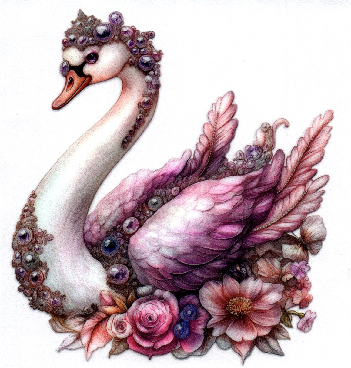 Pink/Purple Swan Single Decal 46