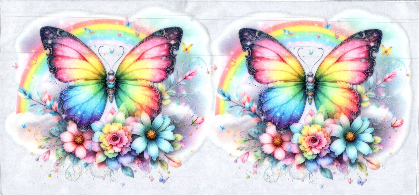 16oz Light colored rainbow Butterflies 47